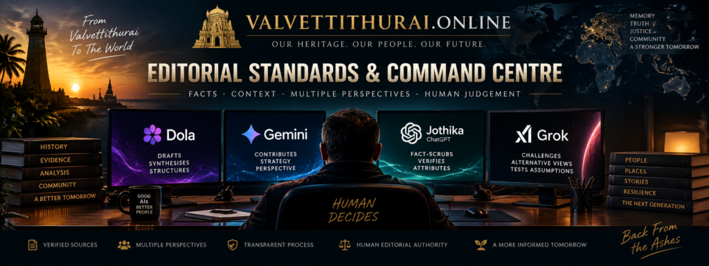 Editorial standards & Command centre Image showing Valvettithurai.online EDITORIAL STANDARDS & COMMAND CENTRE